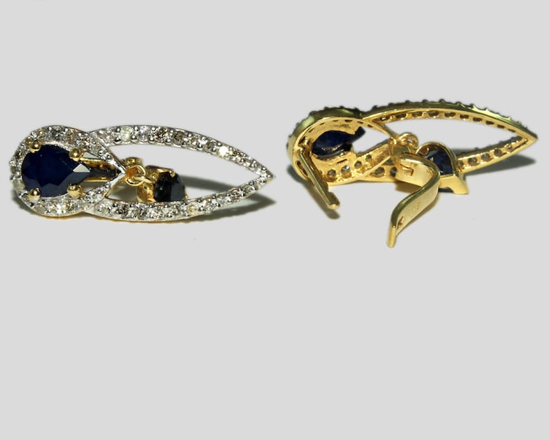 14k Gold Plated Earring,Women Earring,Stud Earring Gold 2.21 CT Natural Blue Sapphire Earring,Sapphire Stud earring,Sterling silver Earring