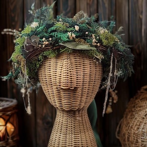 Fairy in the Forest Bohemian Moss Dried Flower Crown XL