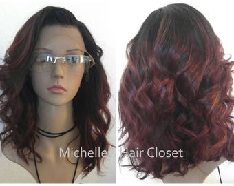 14" Glueless "INVISIBLE HD" Lace Front 100% Human Hair Wig (Cinnamon) Custom Cut & Color * Pre-plucked for NATURAL Hairline!!