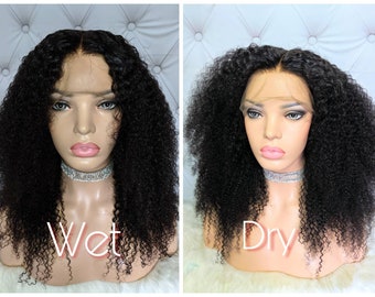 16" Afro Kinky Curl Glueless "HD INVISIBLE" Lace Front Human Hair Wig...Preplucked w/ Bleached Knots for a NATURAL Hairline!!!