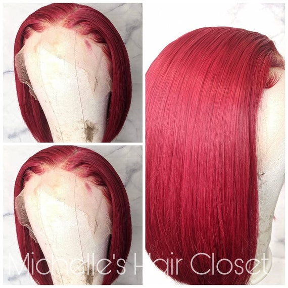 CHERRY CANDY RED BOB LACE FRONT WIG *NWT* long bob human wig - 12 main image 4
