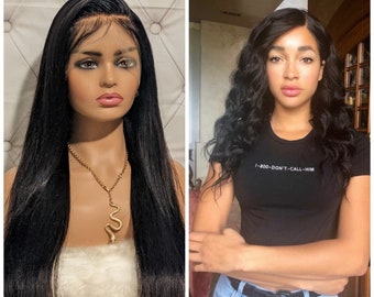 360 HD Lace "Human Hair" Wig w/ Bleached Knots & Pre-plucked NATURAL Hairline / Create High Ponytail or Bun! Straight Bodywave Indian Curly