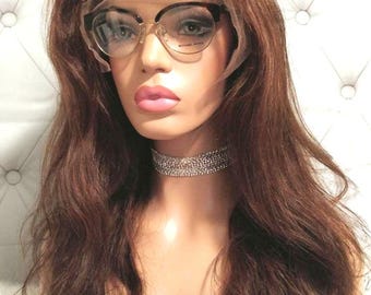 18" Warm Brown Transparent /HD Full LACE or Glueless Lace Front Indian Human Hair wig w/ Pre-plucked Natural Hairline!