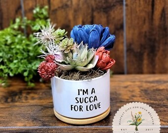 Succulent Wood Flower Gifts, Succulent Flower Bouquet, Office Desk Decor, Gift for Teacher, Wood Flowers, Sola Wood Flowers,