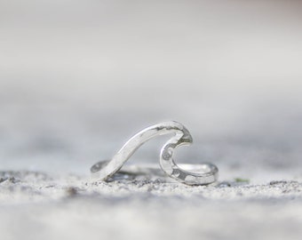 Set Wave - Saltwater Souls recycled sterling silver hammered effect wave stacking ring, surf ring, mermaid ring, sea glass ring, surfer girl