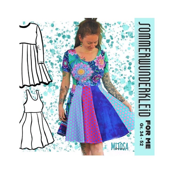 eBook Drehkleid SOMMERWUNDERKLEID FOR ME Größe 34 - 52 A4 / A0 Schnittmuster Nähanleitung Sewing Pattern