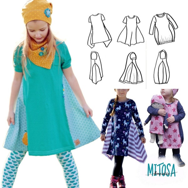 eBook Sidecut dress / pointed dress / rotating dress / balloon tunic size 74 - 164 A4 / A0 / projector file sewing pattern dress