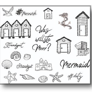 Plotter file Strandgut 20 files in DXF / SVG / JPEG Summer, seasickness & shells