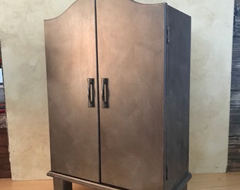 Large Gunmetal Jewelry Amoire,contemporary jewelry armoirestanding jewelry armoire,vintage gray jewelry armoire,feminine gift,Barbie closet