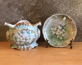 Hand Painted Urn and Candle Holder,vintage painted dished,painted porcelain,collectible painted dishes,collectible plates,painted dogwood