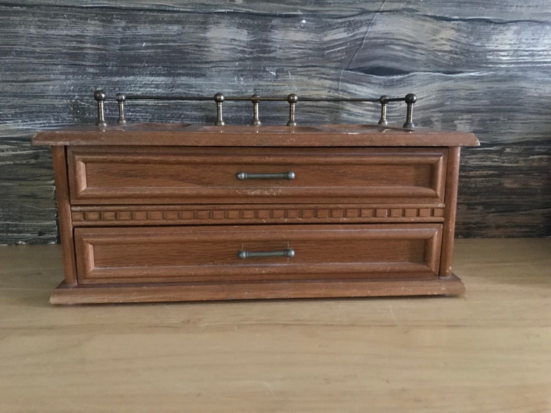 Vintage Mele Mens Jewelry Box and Valet,mens caddy,masculine gift,oak jewelry box,mens retro gift,wallet organizer,pirate gift,mens grooming