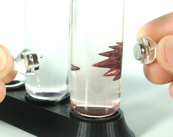 3 Mini Ferrofluid Magnetic Displays with stand in Gold, Red, Blue or Black