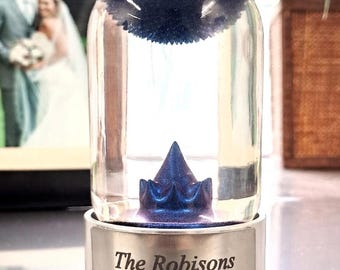 Engagement Gift for Newly Engaged Couples, Custom Engraved Ferrofluid Display – Names + Date – Magnetic Liquid Keepsake