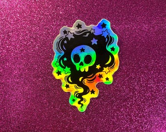 Holographic Magical Skull Sticker