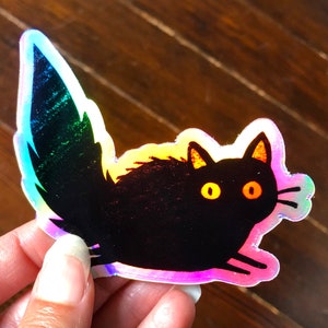 Holographic Black Cat Sticker