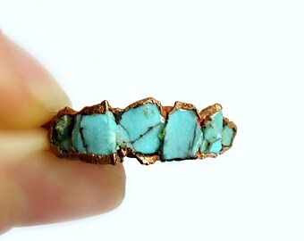 Turquoise stacking ring, raw turquoise ring, copper turquoise ring, electroformed turquoise ring, raw gemstone ring, birthstone ring