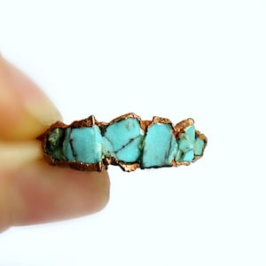 Turquoise stacking ring, raw turquoise ring, copper turquoise ring, electroformed turquoise ring, raw gemstone ring, birthstone ring