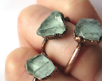 Raw Fluorite ring, Crystal ring, Fluorite Ring, Statement Ring, Raw Gem Ring, Bohemian Ring, Boho Ring, Raw Stone Ring, Engagement Ring