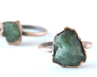 Emerald Ring, Rough emerald ring, Raw Emerald birthstone ring, Raw stone jewelry, Raw emerald jewelry, Raw emerald ring, May birthstone ring
