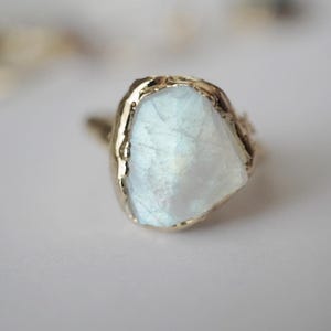 Raw moonstone ring, moonstone ring, crystal jewelry, raw gemstone jewelry, gold ring, moonstone jewelry, gift for her, June jewelry