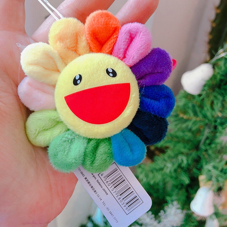 Takashi Murakami Flower Plush Pin / 2020 Flower Takashi Murakami Kiki Kaikai Brooch Rainbow ... - Takashi murakami kaikai kiki rainbow flower pin badge plush keychain brooch.