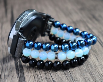 Handmade Samsung Fossil Watch Gemstone Personalized Band. Active 1-2 Galaxy 2 3 Gear s2 Watch3 Fossil gen 4 5 Beaded Stretchy Bracelet band