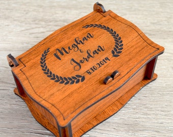 Personalized Wedding Ring Gift Box, Custom Wood Ring Box, Proposal Ring Box, Wooden Ring Box, Engagement ring box, 1st Anniversary Gift