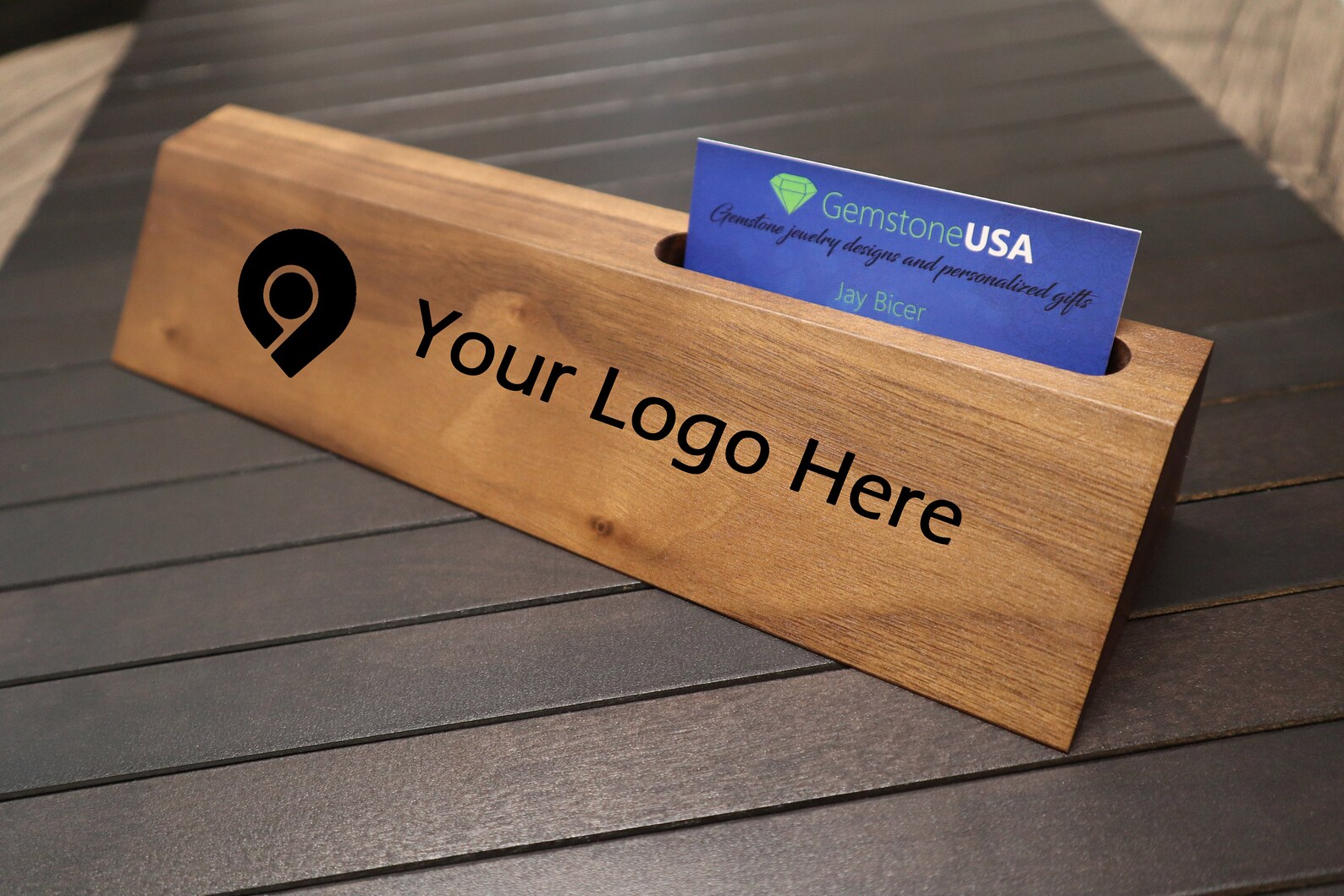 Personalized Business Card Holder Desk Name Plate Custom Etsy