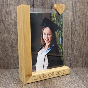 Personalized Wood Acrylic Desktop Picture Frame with Photo Printing 4x6 or 5x7 Wedding, Graduation, Birthday, Decoration, Baby shower