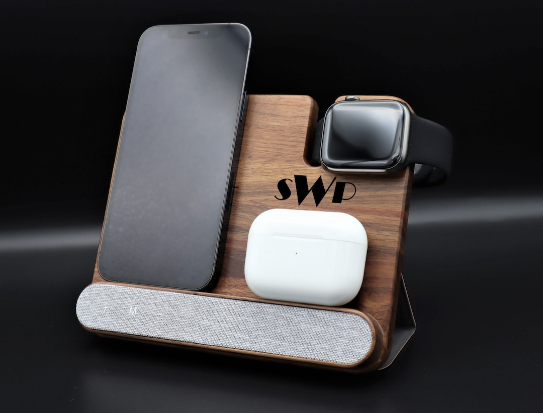 Natural Wood Stand for Apple MagSafe Charger, Real Walnut Mount Compatible  with iPhone15/14/13/12