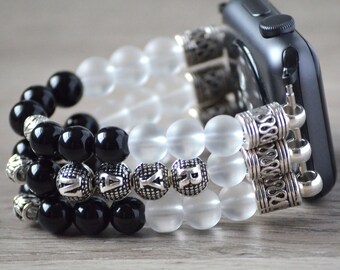 Handmade Apple Watch Gemstone Personalized Band 38mm 40mm 42mm 44mm Fitbit Versa 1&2 Bracelet iWatch band Beaded Apple Watch Strap Stretch
