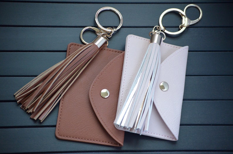 Custom Leather Mini Wallet Key Fob Personalized Leather Etsy