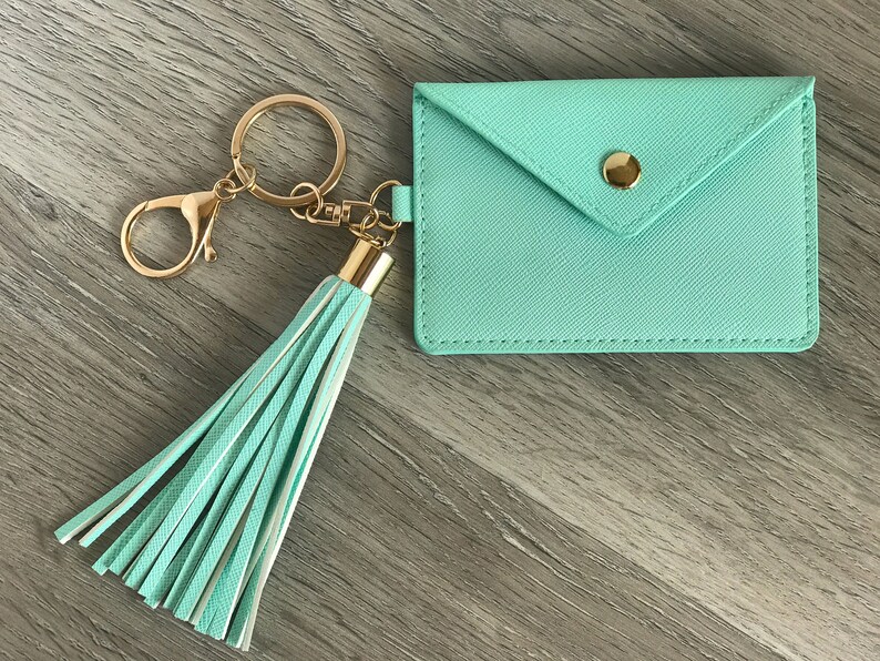 Custom Leather Mini Wallet Key Fob Personalized Leather Etsy