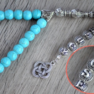 Personalized Gemstone Prayer Beads, Worry Beads, Tasbih Subha Misbaha with your Full Name, Rosary Tasbeeh