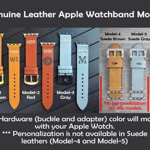 Personalized Leather Apple Watch Band, Fitbit Versa 1 & 2, Custom Logo Text, Monogrammed Apple watch straps for 38mm 40mm 42mm and 44mm image 5