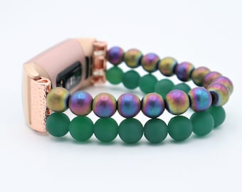 Handmade Fitbit Charge 2 3 4 5 Gemstone Personalized Band. Fitbit Charge Beaded Stretchy Bracelet band