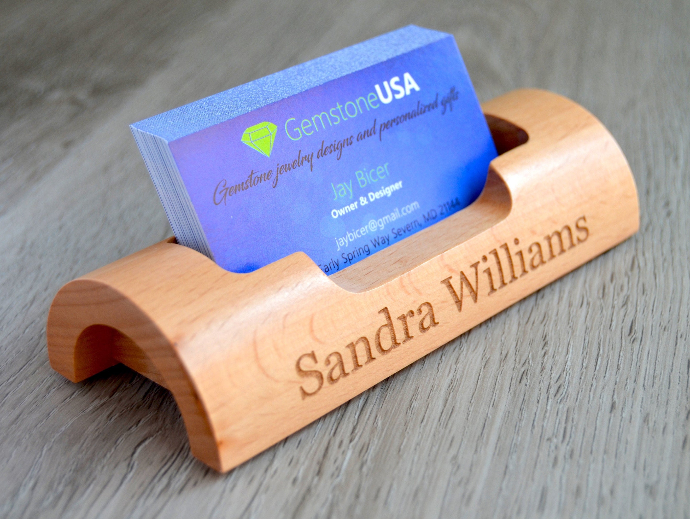 Personalized Business Card Holder Desk Name Plate Custom Etsy