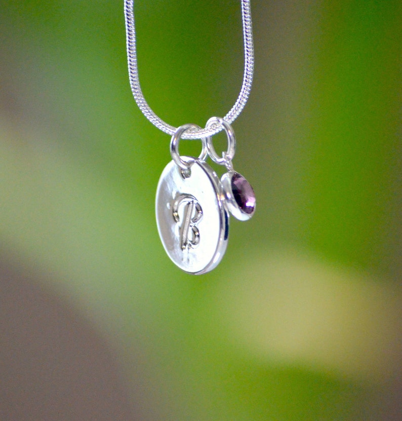 Birthstone Initial Necklace Birthday Gift Mom Personalized - Etsy