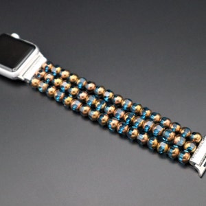 Handmade Apple Watch Gemstone Personalized Band 38mm 40mm 42mm 44mm Apple Watch Bracelet iWatch band Beaded Apple Watch Strap Stretch image 3