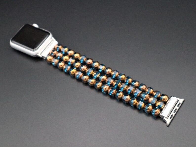 Handmade Apple Watch Gemstone Personalized Band 38mm 40mm 42mm 44mm Apple Watch Bracelet iWatch band Beaded Apple Watch Strap Stretch image 3