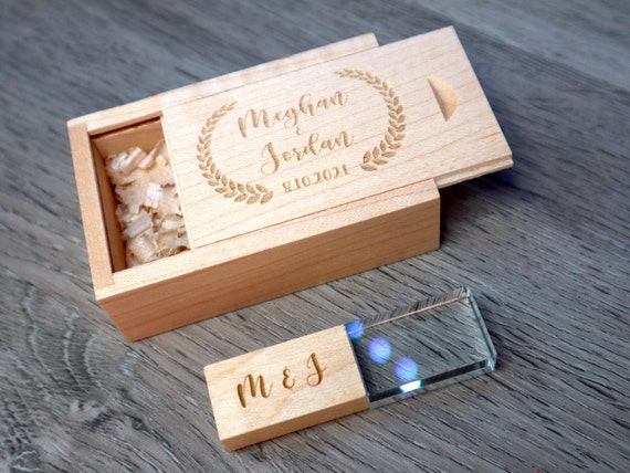 Custom Logo Text 32GB 64GB USB Drive with Box. Wedding Usb, 32GB Wooden Thumb drive, Personalized Usb, Flash Drive, Usb Stick Special Design