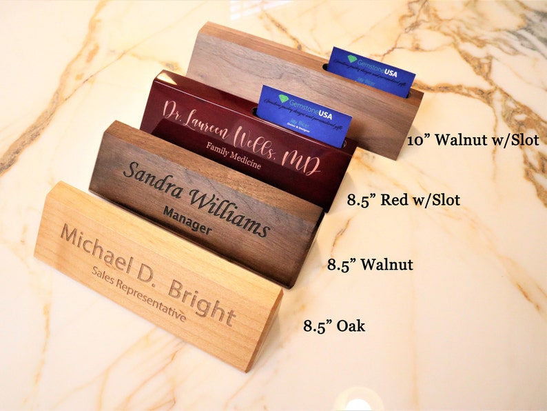 Personalized Business Card Holder Desk Name Plate Custom Etsy