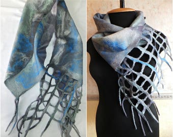 perfect gift felted scarves and wraps chunky scarf felted scarf scarves for women merino wool scarf handmade scarf natural wool felt