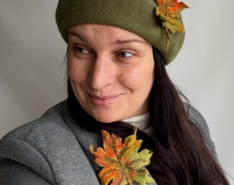 Felt Maple Leaf Brooch Set – Autumn Wool Pins Gift