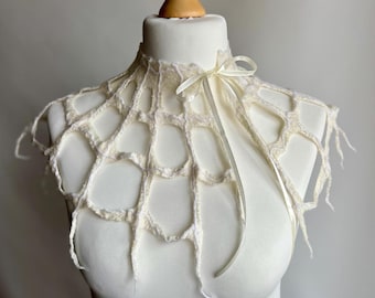 Spider Web Collar, Lace Neck Piece, Wearable Fiber Art Accessory