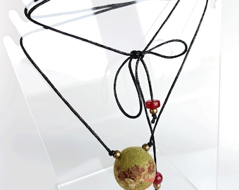 Minimalist felted choker necklace, Felt ball adjustable necklace, Handmade statement choker, Fabric dainty necklace, Wool jewelry, Felt gift