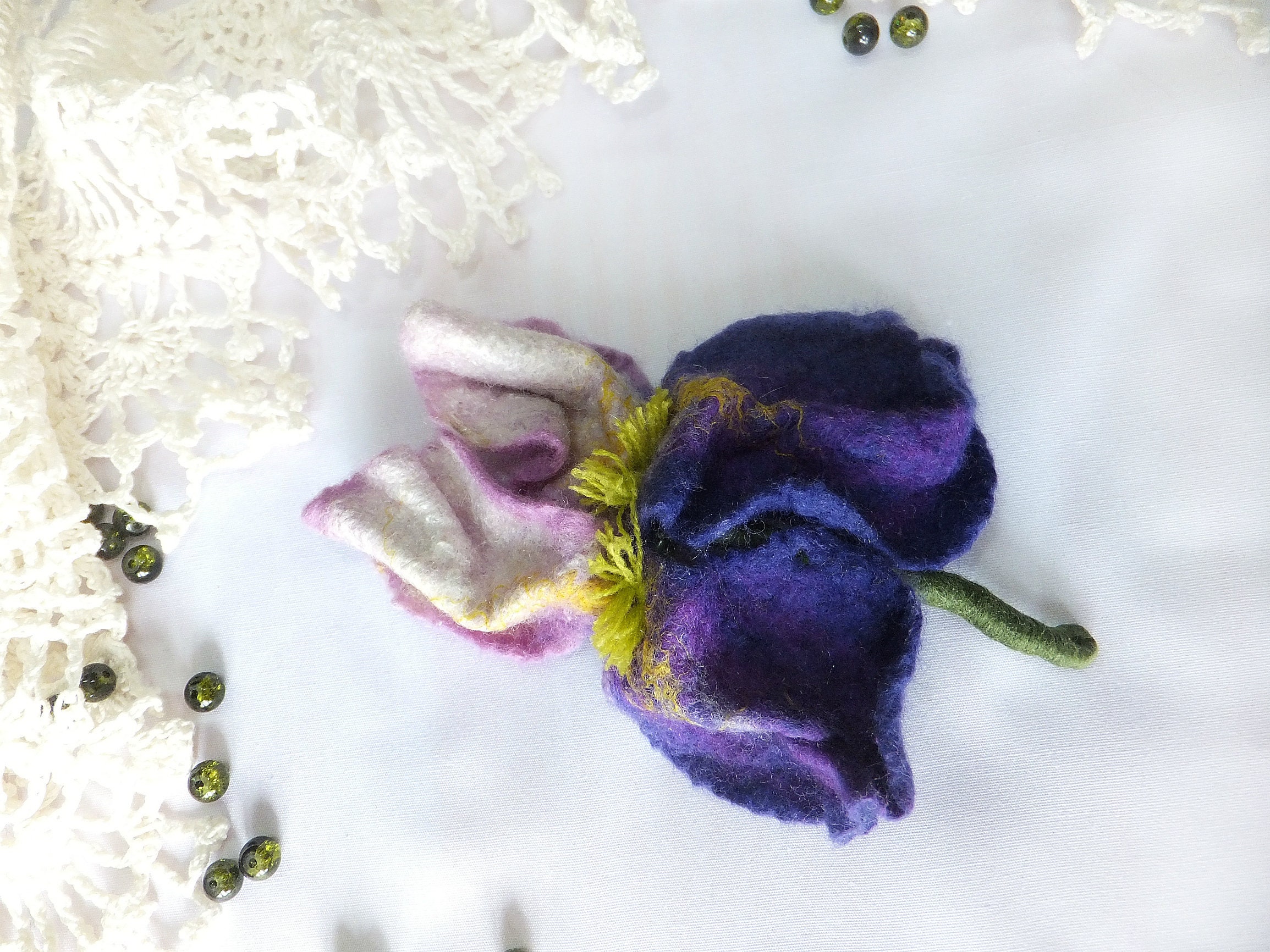 Flower iris Felted brooch Purple iris Violet brooch Wool Etsy
