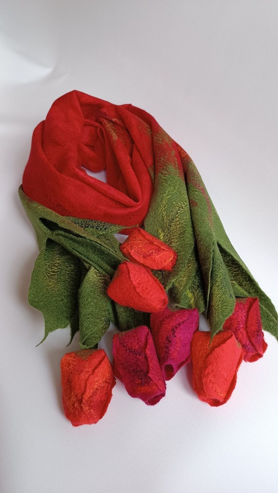 Red Indian Garden Scarf - Merino Wool Red Indian Garden Scarf - Merino Wool