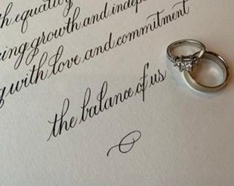 Bruiloft geloften aandenken aangepaste kalligrafie citaat huwelijkscadeau voor haar liefdesbrief aandenken papier verjaardag cadeau eenjarig jubileum cadeau