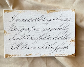 Christmas Gift, Personalized Christmas Gift, Holiday Gift Custom Calligraphy Quote: Handlettered Poem, Hymn (4x6)